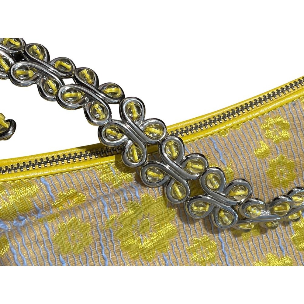 Elliott Lucca Shoulder Bag Floral Butterfly Chain Strap Yellow Tan - Picture 2 of 7